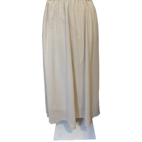 Vintage 70s Tan Maxi Dress Long Sleeve Drawstring Boho Prairie Peasant Retro L - Picture 4 of 9
